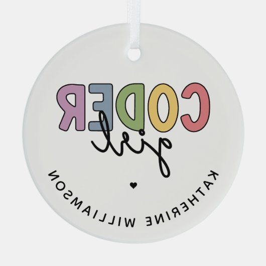 Ornement En Verre Coder Personnalisé Programmeur Girl Cadeaux fille (Verso)