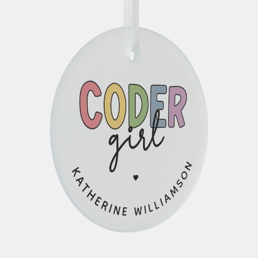 Ornement En Verre Coder Personnalisé Programmeur Girl Cadeaux fille (Avant droite)