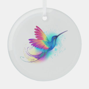 Ornement En Verre Colibri arc-en-ciel exotique