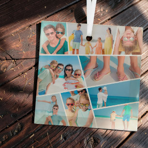 Ornement En Verre Collage de 9 photos personnalisées simple et moder