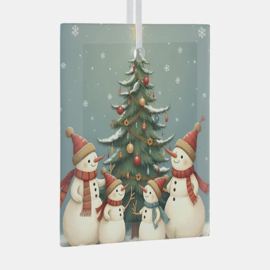 Ornement En Verre Collection de Noël de famille Festive Snowman (Avant droite)