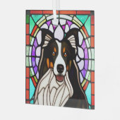 Ornement En Verre Collie Dog "Verre Trait" (Avant gauche)