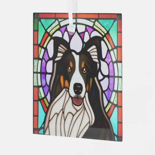 Ornement En Verre Collie Dog "Verre Trait" (Avant gauche)