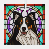 Ornement En Verre Collie Dog "Verre Trait" (Verso)