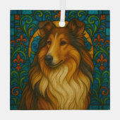 Ornement En Verre Collie Dog "Verre Trait" (Verso)