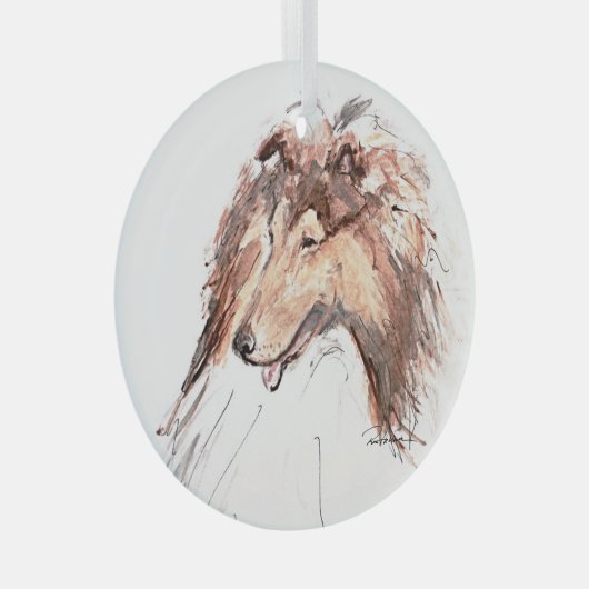 Ornement En Verre Collie par Hevener Ornament (Avant droite)