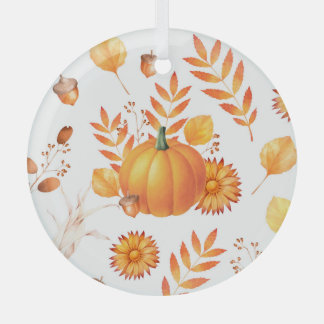 Ornement En Verre Coloré Octobre Citrouille Automne Motif