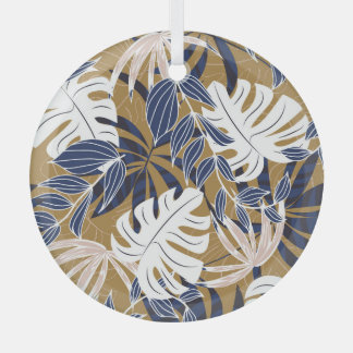 Ornement En Verre Coloré Tropical Feuille Orange Arrière - plan