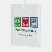 Ornement En Verre Comptable sur mesure Peace Love Noël (Avant gauche)