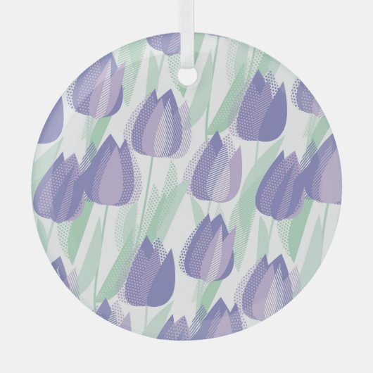Ornement En Verre Conception de tulipe : violet clair floral. (Recto)