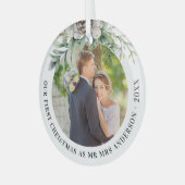 Ornement En Verre Cone verdure nouveaux mariés 1er noël photo (Avant gauche)