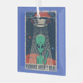 Ornement En Verre Conspiration spatiale Alien amusante (Avant gauche)