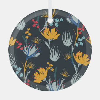 Ornement En Verre Contraste Brush Floral : Noir sans joint