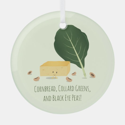 Ornement En Verre Cornbread Collard Greens Black Eye Peas (Recto)