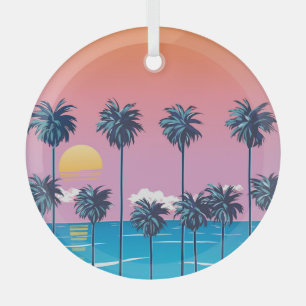 Ornement En Verre Coucher de soleil tropical : Illustration de plage