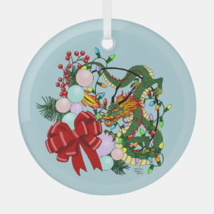 Ornement En Verre Couronne de Noël Dragon Chinois Fantastique