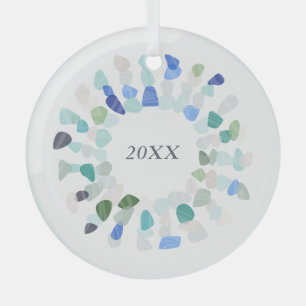 Ornement En Verre Couronne de Noël en verre de mer coloré pour toute