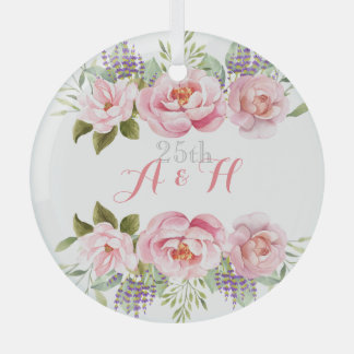 Ornement En Verre Couronne rose florale Élégant anniversaire de mari