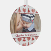 Ornement En Verre Craft Christmas Trees and Hearts Custom Photo (Avant droite)