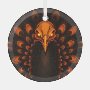 Ornement En Verre Crâne de paon Halloween gothique