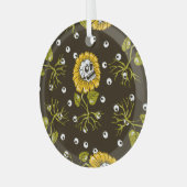 Ornement En Verre Crânes de tournesol : Unique Motif sans fil. (Avant gauche)