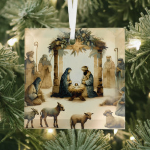 Ornement En Verre Crèche de Noël