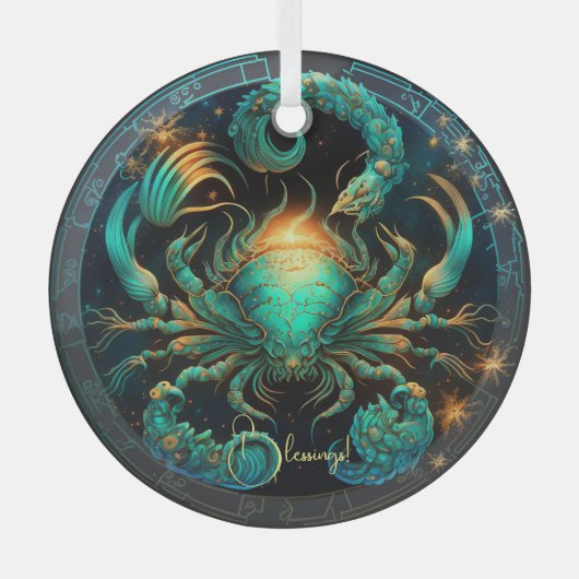 Ornement En Verre Créer votre propre cancer céleste Zodiac (Recto)