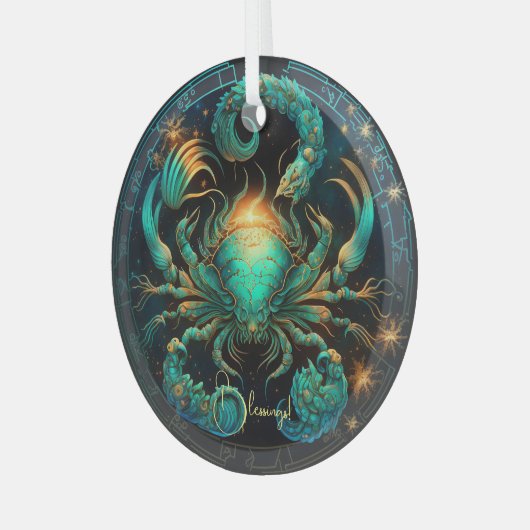 Ornement En Verre Créer votre propre cancer céleste Zodiac (Avant gauche)