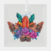 Ornement En Verre Créez vos propres mains hennées Cristaux et Roses (Verso)