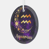 Ornement En Verre Créez votre propre Aquarius céleste violet Zodiac (Avant gauche)