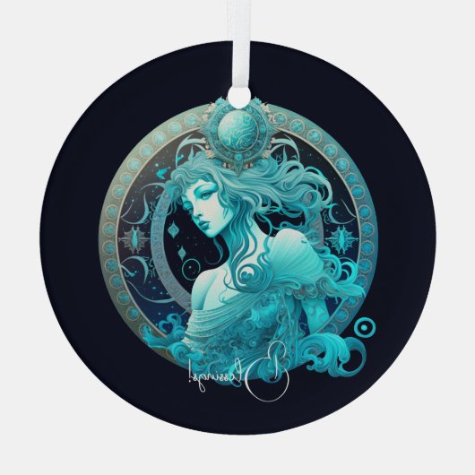 Ornement En Verre Créez votre propre Aquarius céleste Zodiac (Verso)