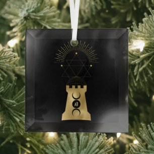 Ornement En Verre Créez votre propre Arcane d'or Tarot tour Lune