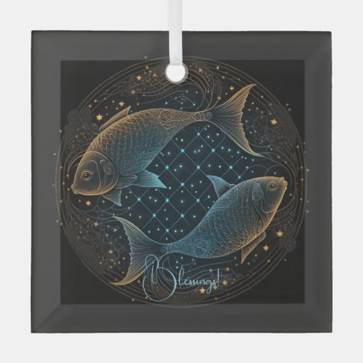 Ornement En Verre Créez votre propre astrologie mystique Poissons Zo (Recto)
