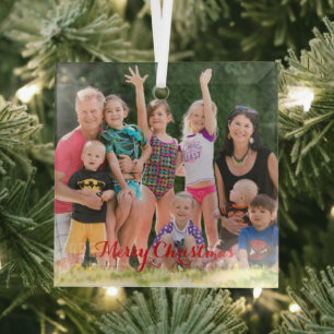 Ornement En Verre Créez votre propre Carré Photo Fête Noël