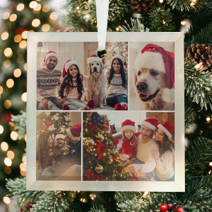 Ornement En Verre Créez Votre Propre Collage De 4 Photos De Noël