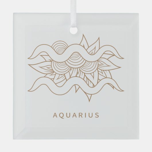 Ornement En Verre Créez votre propre Elégant Aquarius Or & Blanc (Recto)