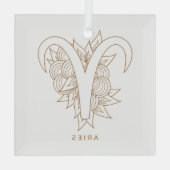 Ornement En Verre Créez votre propre Elegant Gold & White Aries Zodi (Verso)