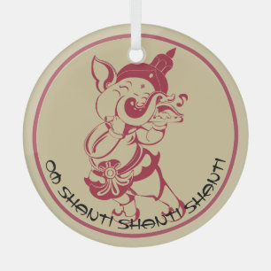 Ornement En Verre Créez votre propre flux Ganesh rouge et or