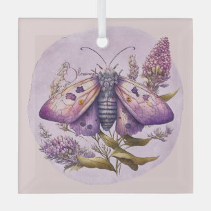 Ornement En Verre Créez votre propre papillon pourpre et vos Fleurs