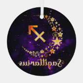 Ornement En Verre Créez votre propre Sagittaire céleste violet (Verso)