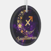 Ornement En Verre Créez votre propre Sagittaire céleste violet (Avant droite)