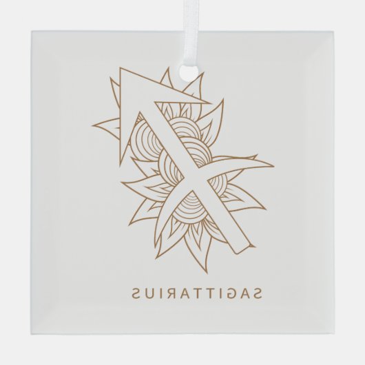 Ornement En Verre Créez votre propre Sagittaire Or & Blanc Elégant (Verso)