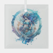 Ornement En Verre Créez votre propre Zodiac bleu et violet Aquarius (Recto)