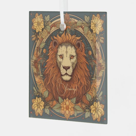 Ornement En Verre Créez votre propre Zodiac Leo Art Nouveau (Avant gauche)