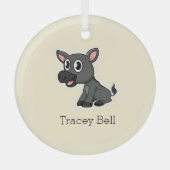 Ornement En Verre Crème d'âne gris mignonne (Recto)