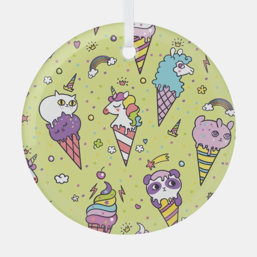 Ornement En Verre Crème glacée Pop Cute : Motif animal (Recto)