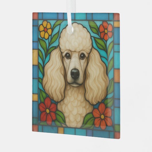 Ornement En Verre Crème Poodle Chien "Verre Trait" (Avant gauche)