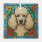 Ornement En Verre Crème Poodle Chien "Verre Trait" (Recto)