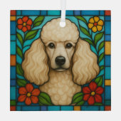 Ornement En Verre Crème Poodle Chien "Verre Trait" (Verso)