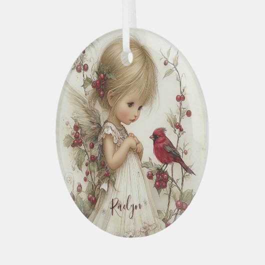 Ornement En Verre Crimson Wings and Winter Wishes (Avant gauche)